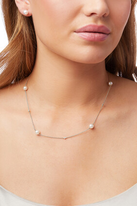 Classic Necklace, 18K White Gold & Pearl